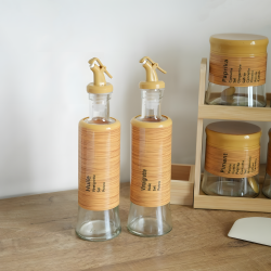 Glass Spice Jars Set 8 pieces with Wooden Stand 